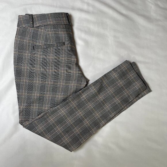 NWT Banana Republic Sloan Pant Size 00P Grey Yellow Plaid Stretch - Picture 3 of 11